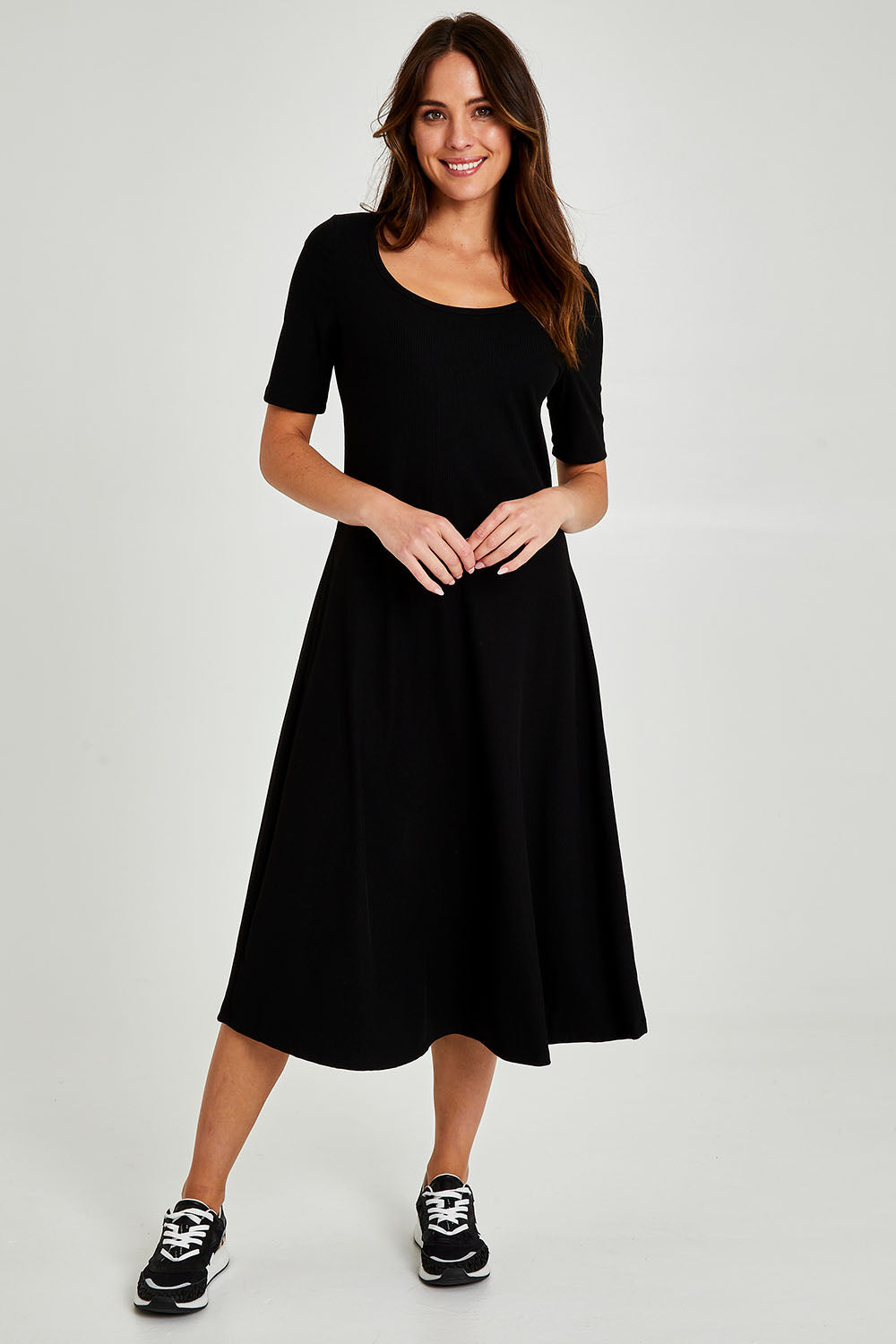 Elm Women's Maxi Dresses Black Ribbed Women's Fashion – birdsnest