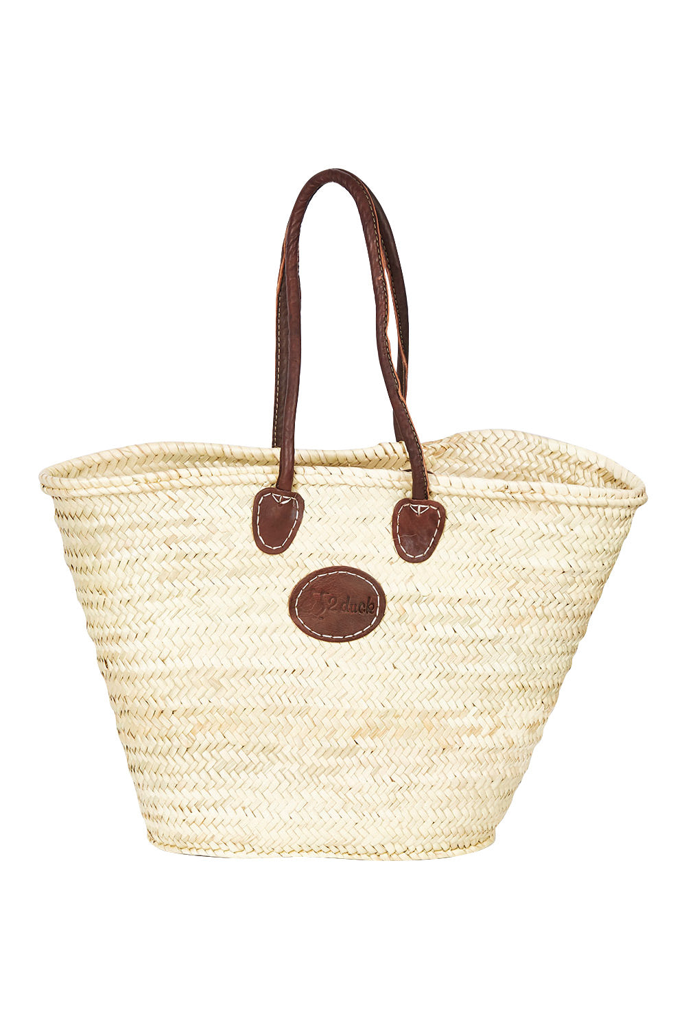 Product shot of the Large Classic Market Basket Bag in colour Natural, from the front