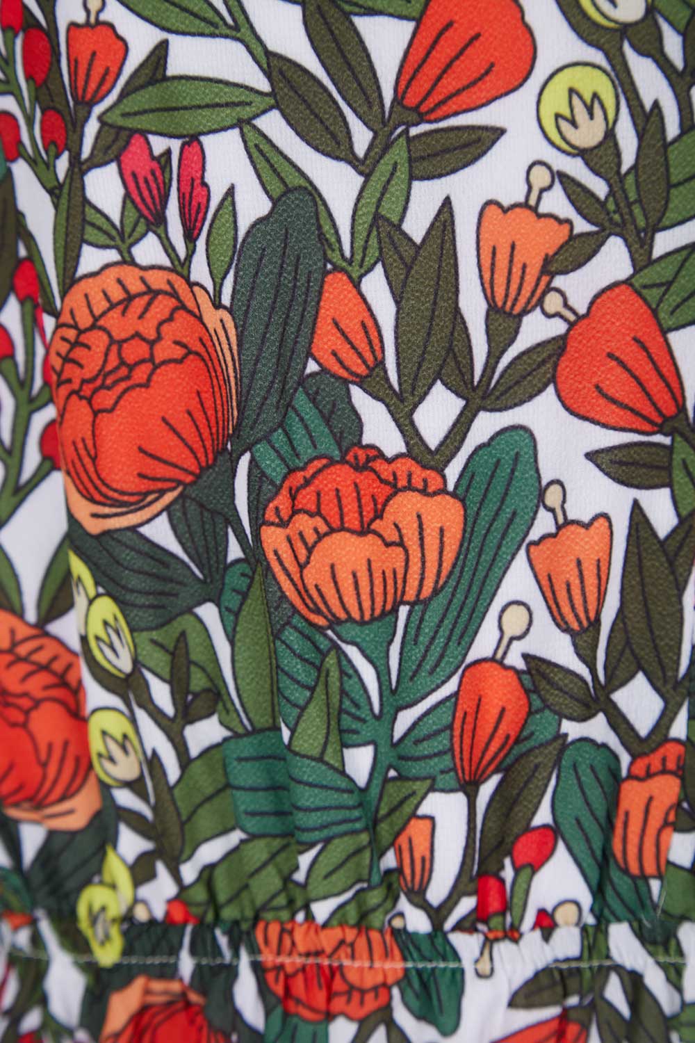 Product shot of the Maisie Floral Dress in colour Rosetta (Green), detail