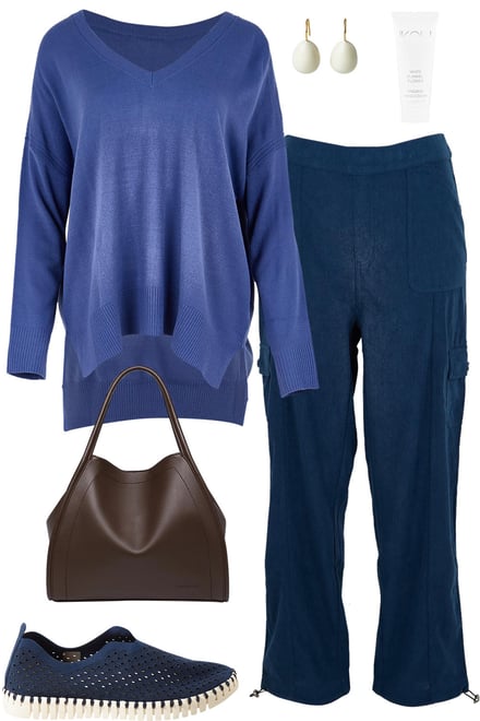 Dusty Blue Knit With Cord Cargos