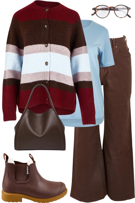 Eugene Stripe Cardi With Chocolate