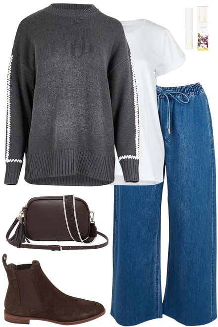 Charcoal Jumper With Denim