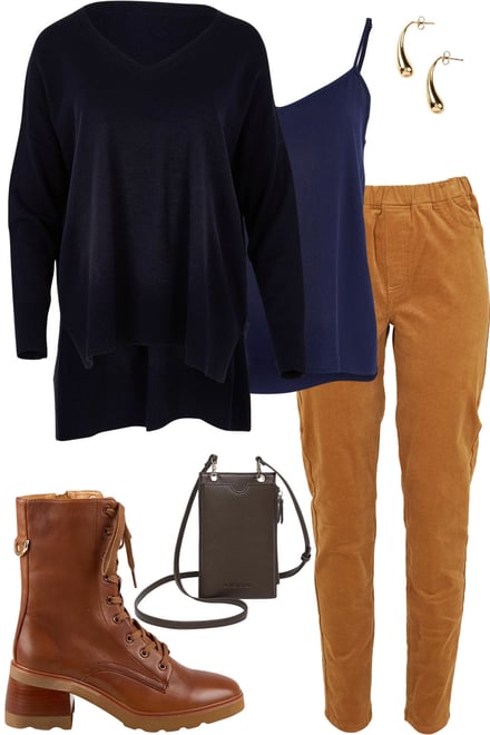 Navy Knit WithTan Cord Pants