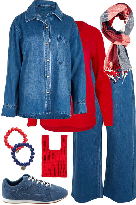 Vespa Denim Set With Red