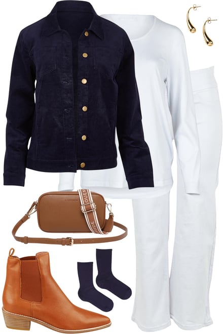 Dark Navy Cord With White