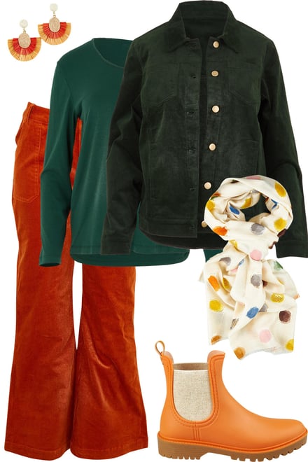 Deep Forest Jacket & Rust Cord Pants
