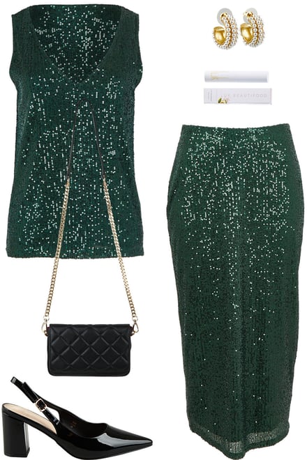 Forest Green Sequin Set
