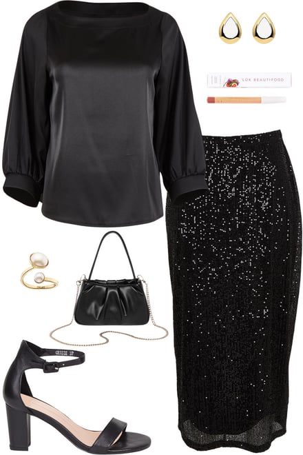 Black Tia Blouse & Black Sequin Skirt