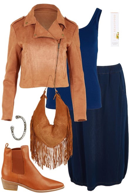 Faux Suede Cropped Jacket With Bubble Skirt