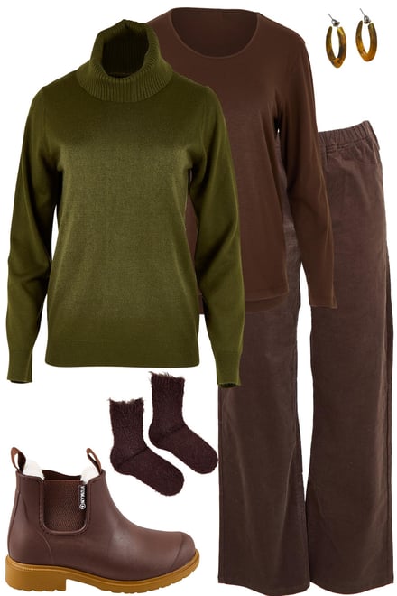 Dark Olive Knit With Cocoa Tee & Cords