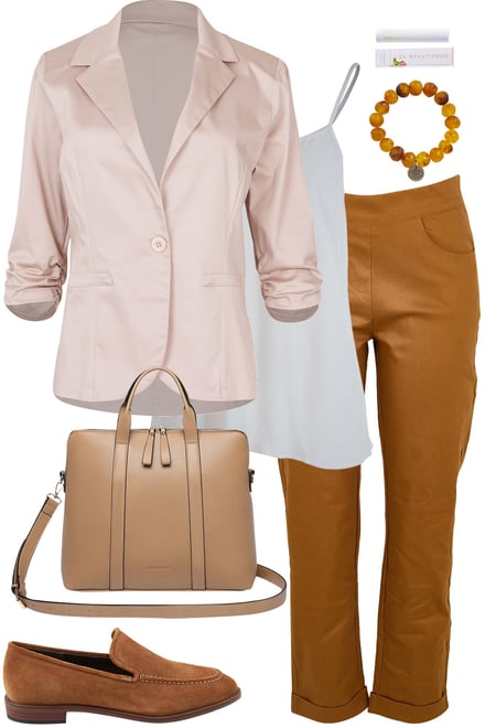 Rust Pants With Stone Blazer