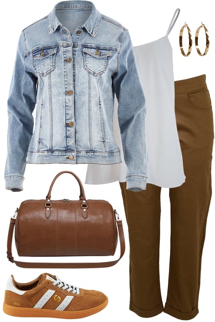 Coffee Pants With Light Denim