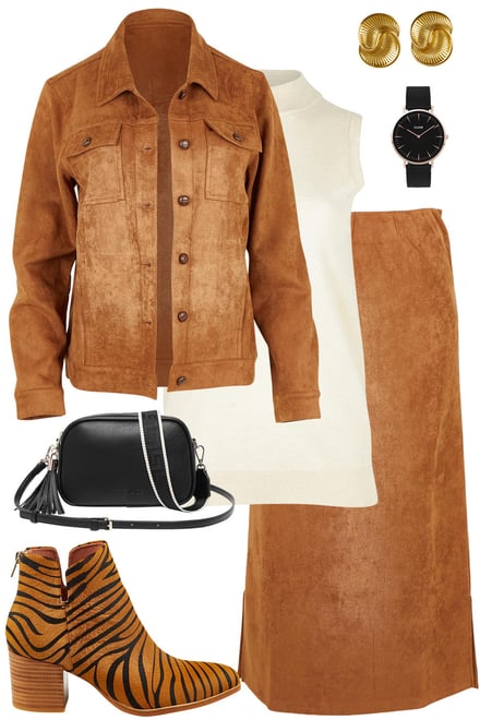 Suede On Suede Tan With Black