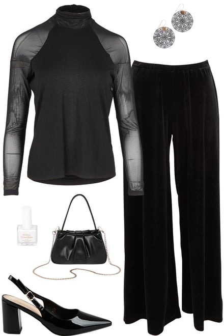 Desk To Date Mesh Top With Velvet Pants