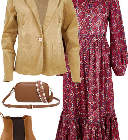 Nicole Maxi With Nougat Cord Blazer