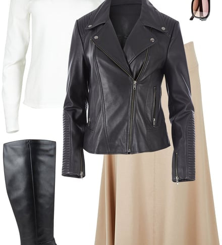 Black Urban Nomad With Nougat Ponte Skirt