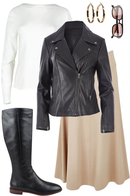 Black Urban Nomad With Nougat Ponte Skirt
