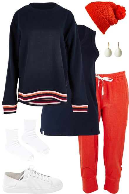 Navy Melbourne Crew With Burnt Orange Pants