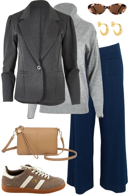 Greymarle Ponte Blazer & Greymarle Roll Neck & Denim Look Pants
