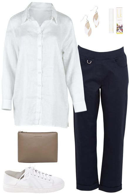 White Linen Shirt With Honorblue Teachers Pants