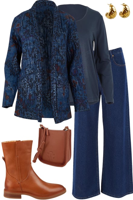 Reversible Quilted Jacket With Navy & Dark Denim
