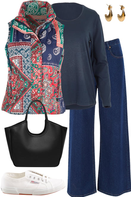 Paisley Puffer With Navy & Dark Denim