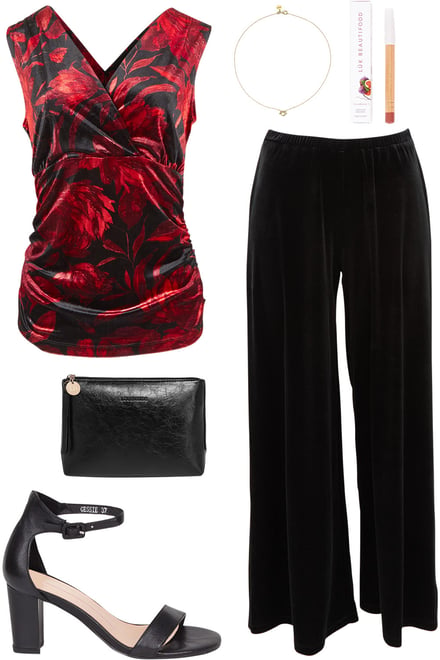 Blackfleur Velour Top With Black Velvet Pants