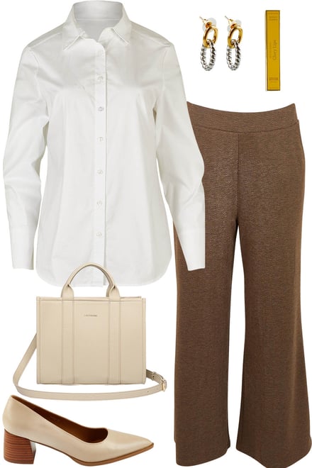 Classic White Shirt With Herringbone Pants