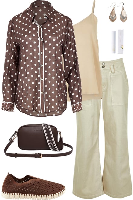 Coffee Spot Shirt With Natural Jeans