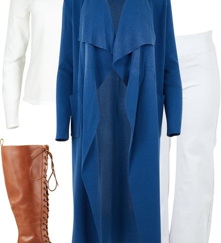 Lake Waterfall Cardigan With White & Tan