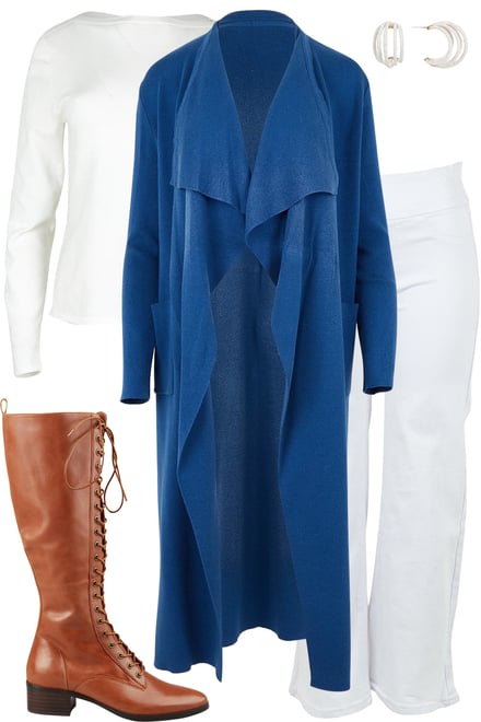 Lake Waterfall Cardigan With White & Tan