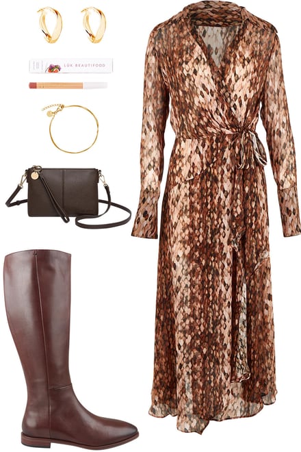 Snake Print Dress With Dark Choc Tones