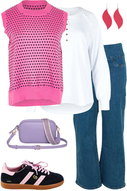 Cosmos Tank Vest With White Henley & Pull On Jeans