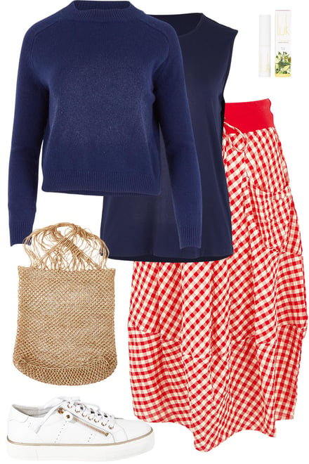 Merino Jumper With Seersucker Skirt