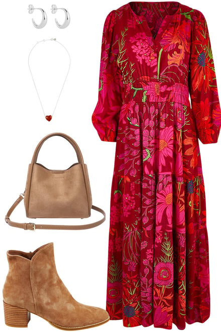 Garden Print With Tan & Silver