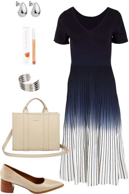 Ombre Knit Dress With Nude & Silver