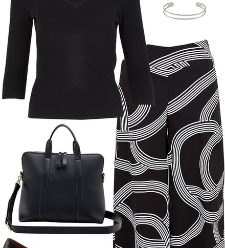 Wide Leg Culotte With Knit Sweetheart Top