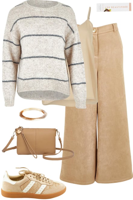 Morning Meadow Sweater + Camel Faux Suede Pants