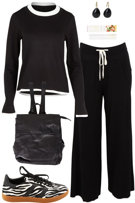 Cloud Tee & Knit Pants In Black