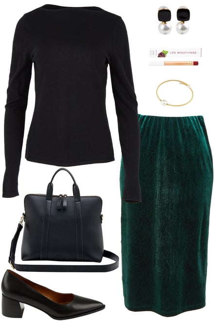 Boat Neck Top With Embossed Velvet Skirt