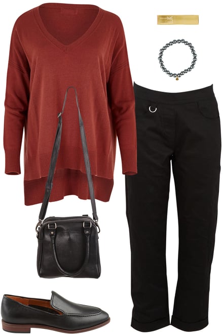 Smokey Rose Knit With Black Pants