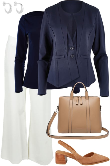 Dark Navy Blazer + Pearl Ponte Pants