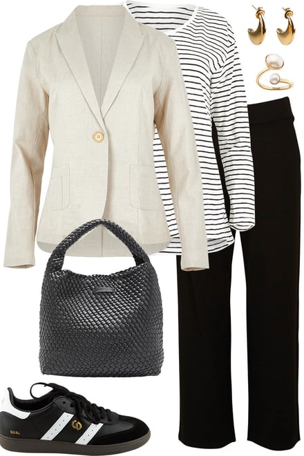Sand Blazer + Black + Stripes