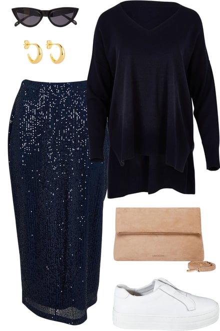 Navy Knit With Navy Sequins