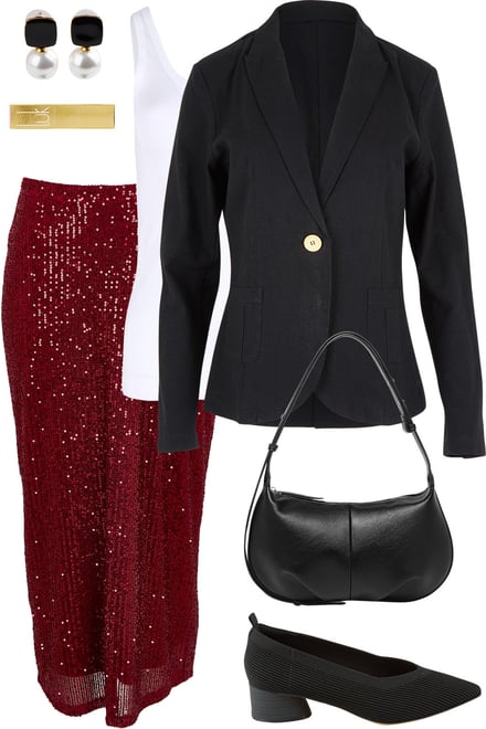 Black Blazer With Rouge Sequins