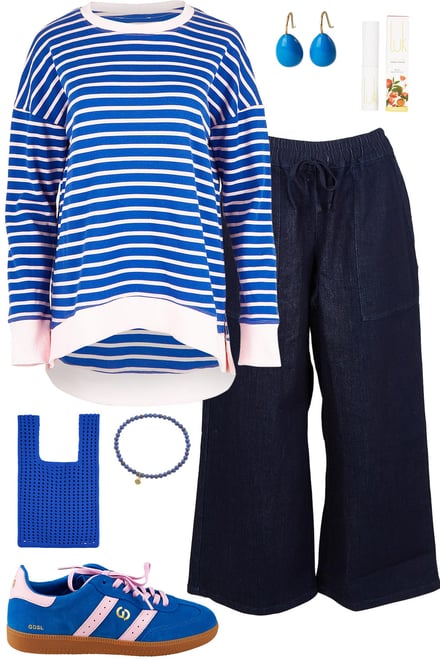 Blue-Pink Sweat With Navy Joggers