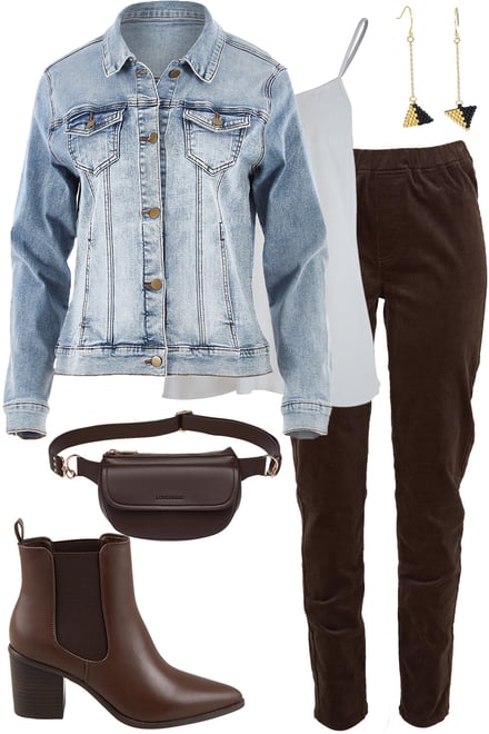 Light Denim Jacket With Cocoa Cord Pants
