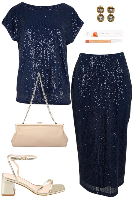 Navy Reegan Top & Skirt Set