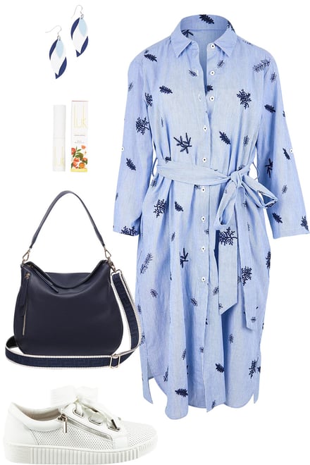 Botanica Shirt Dress With Navy & White