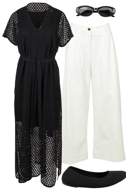 Black Maxi Over White Pants